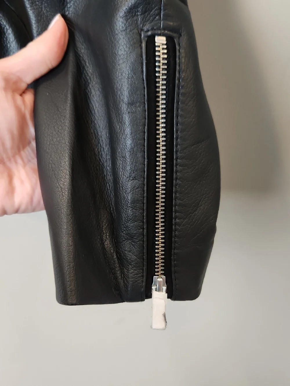 NWT‎ Tan & Brun Genuine Leather Moto Jacket In Black Size Large 40
